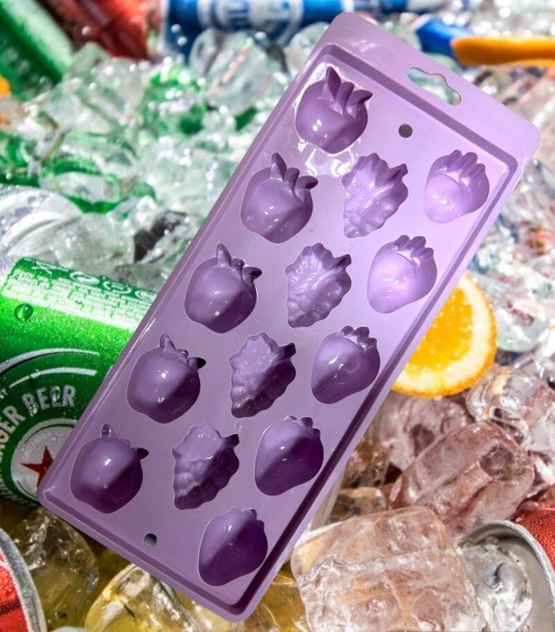 3 Pack Ice Tray Cube Fruit Shape Mould Easy Pop Out Flexible Plastic Tray Maker