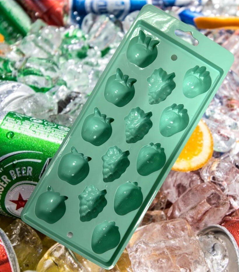 3 Pack Ice Tray Cube Fruit Shape Mould Easy Pop Out Flexible Plastic Tray Maker