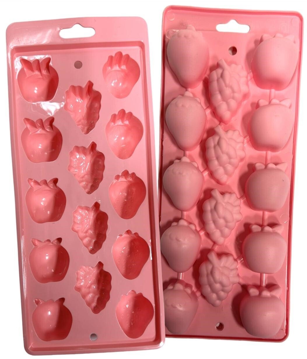 3 Pack Ice Tray Cube Fruit Shape Mould Easy Pop Out Flexible Plastic Tray Maker