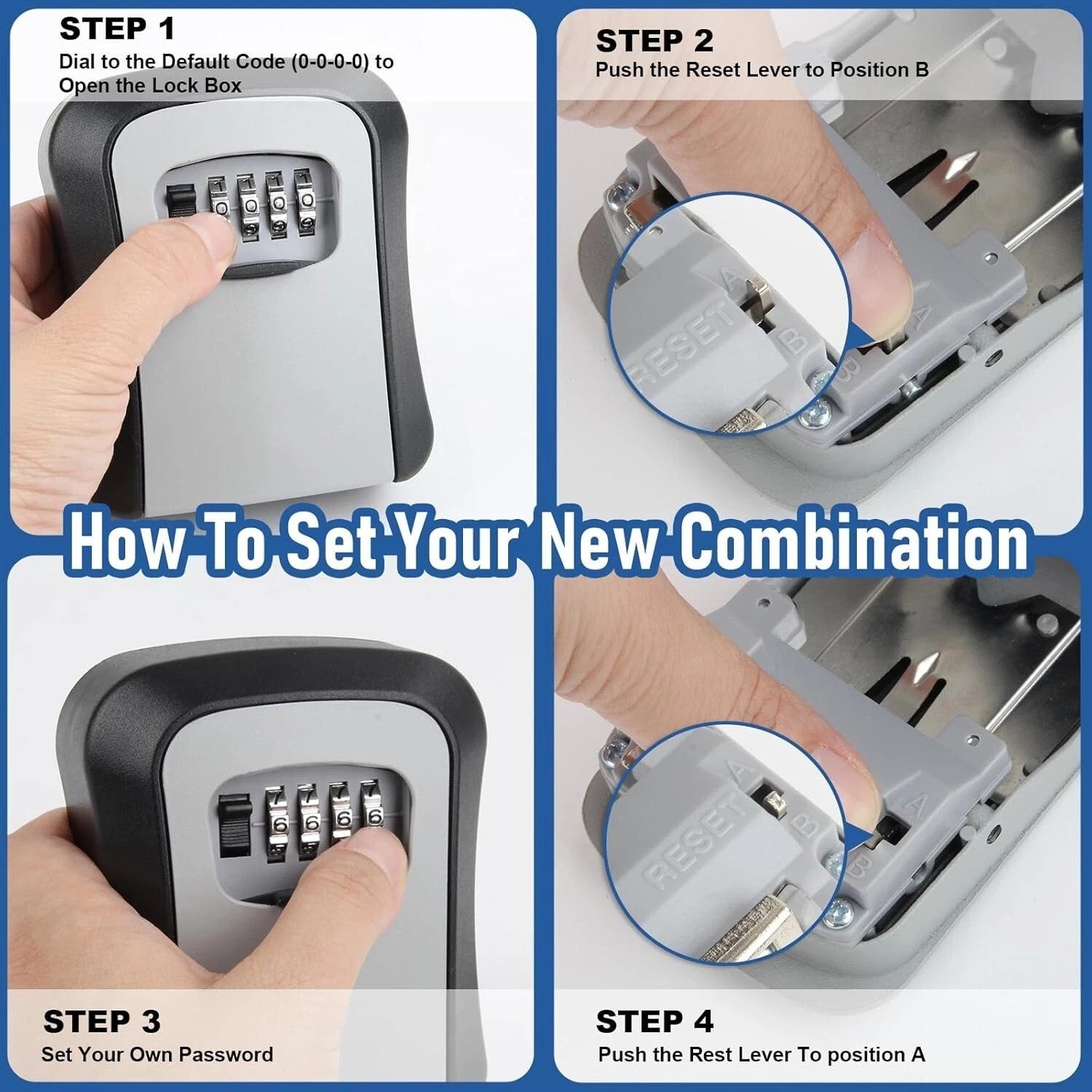 WALL MOUNTED KEY SAFE 4 DIGIT COMBINATION KEY SAFE OUTDOOR SECURITY KEY LOCK BOX