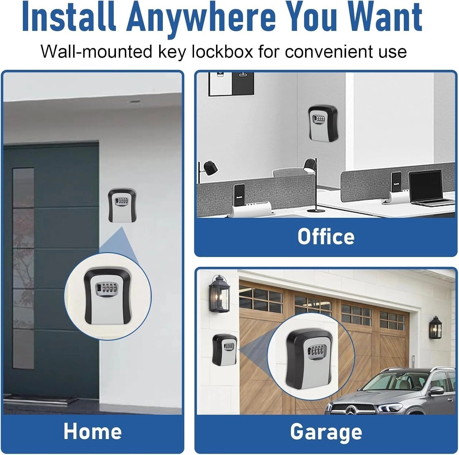 WALL MOUNTED KEY SAFE 4 DIGIT COMBINATION KEY SAFE OUTDOOR SECURITY KEY LOCK BOX