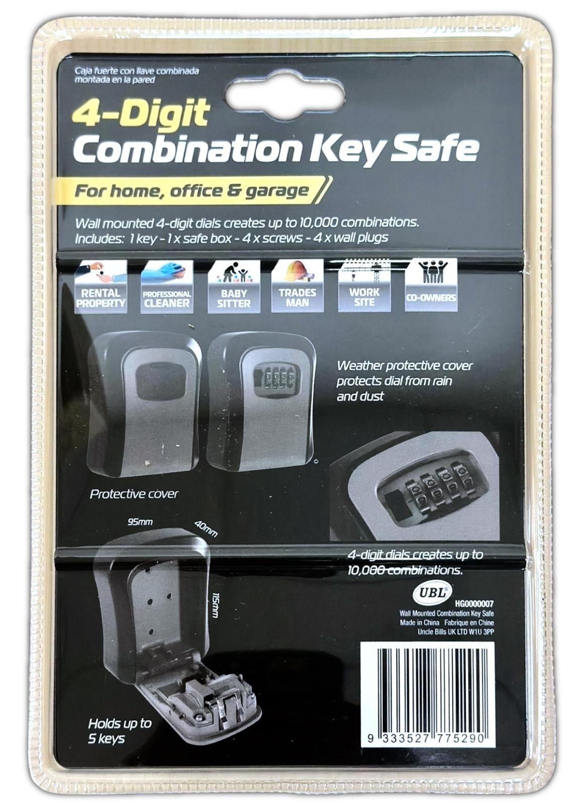 WALL MOUNTED KEY SAFE 4 DIGIT COMBINATION KEY SAFE OUTDOOR SECURITY KEY LOCK BOX