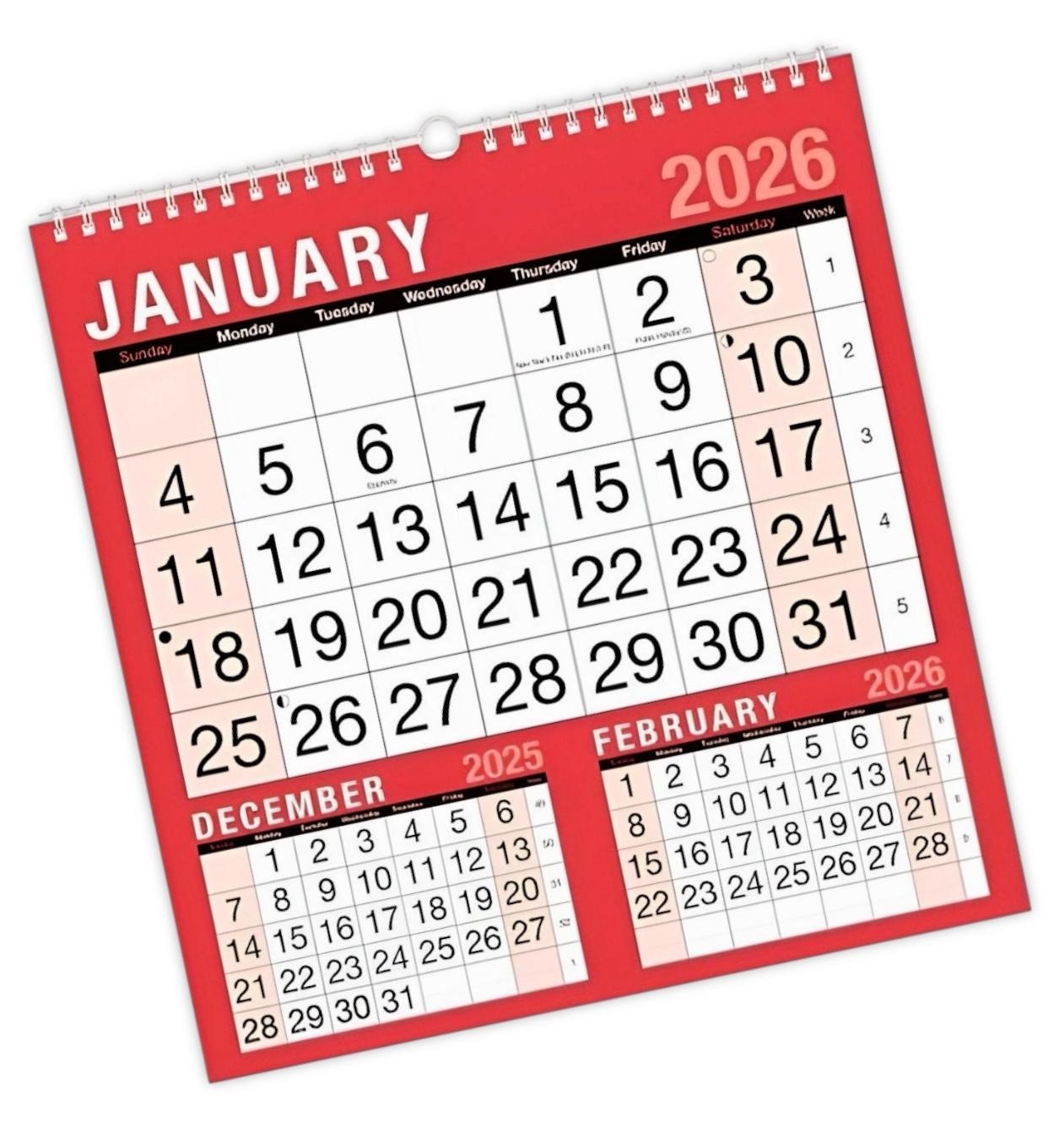 2026 Wall Calendar Calendar Large - 3 Months to View Planner Easy View Calendar