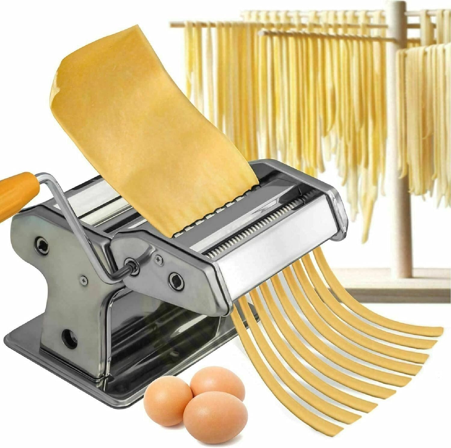 STAINLESS STEEL PASTA LASAGNE SPAGHETTI TAGLIATELLE RAVIOLI MAKER MACHINE 9 FUNC