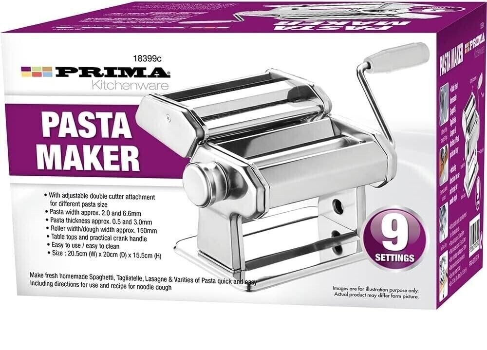 STAINLESS STEEL PASTA LASAGNE SPAGHETTI TAGLIATELLE RAVIOLI MAKER MACHINE 9 FUNC
