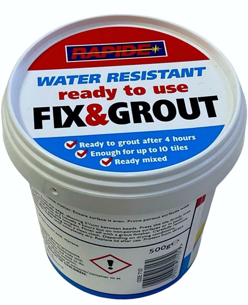 Pack Of 2 Rapide Waterproof Fix and Grout for Ceramic Wall Tiles - 500g