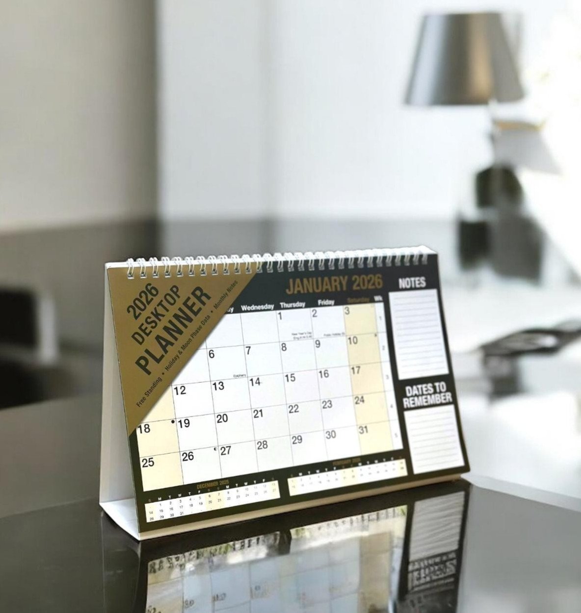 2026 Month To View Stand Up Desk Home Office Top Calendar Full Year Planner