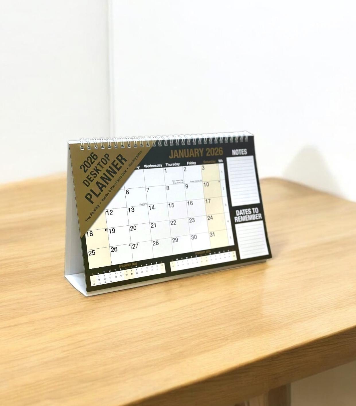 2026 Month To View Stand Up Desk Home Office Top Calendar Full Year Planner