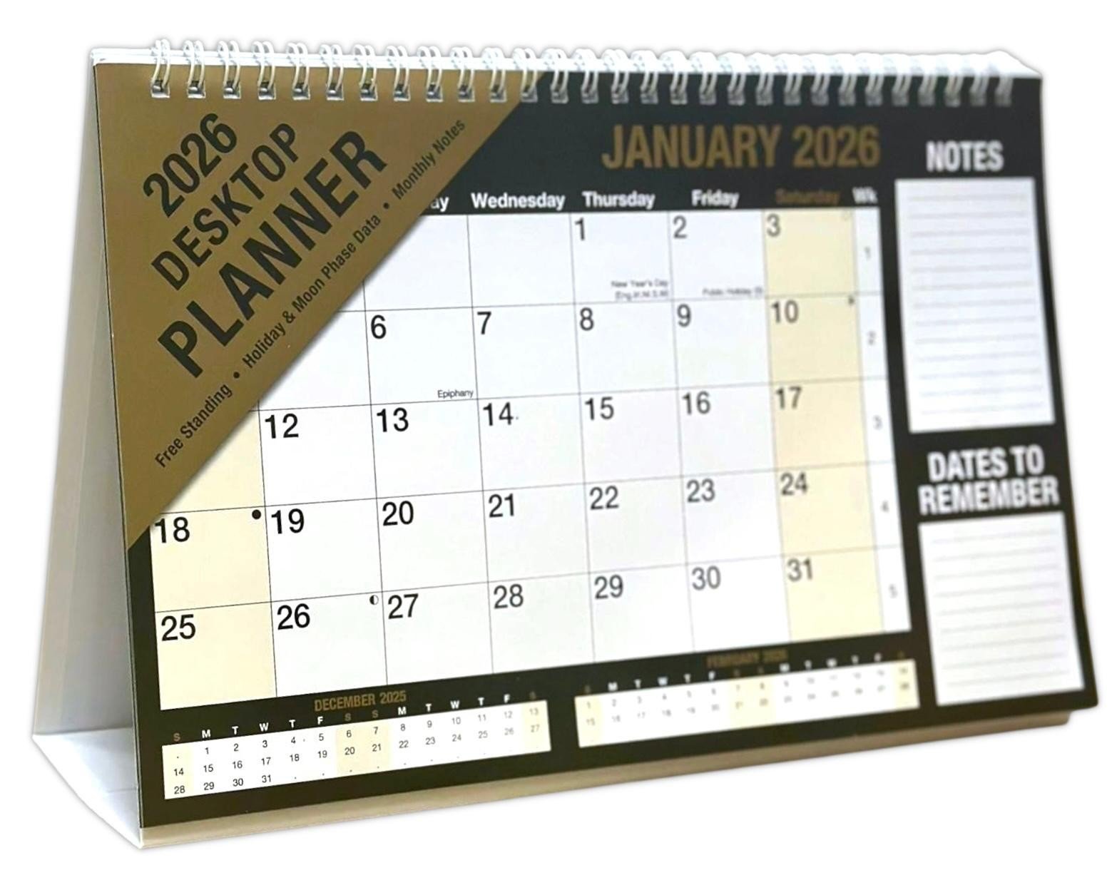 2026 Month To View Stand Up Desk Home Office Top Calendar Full Year Planner