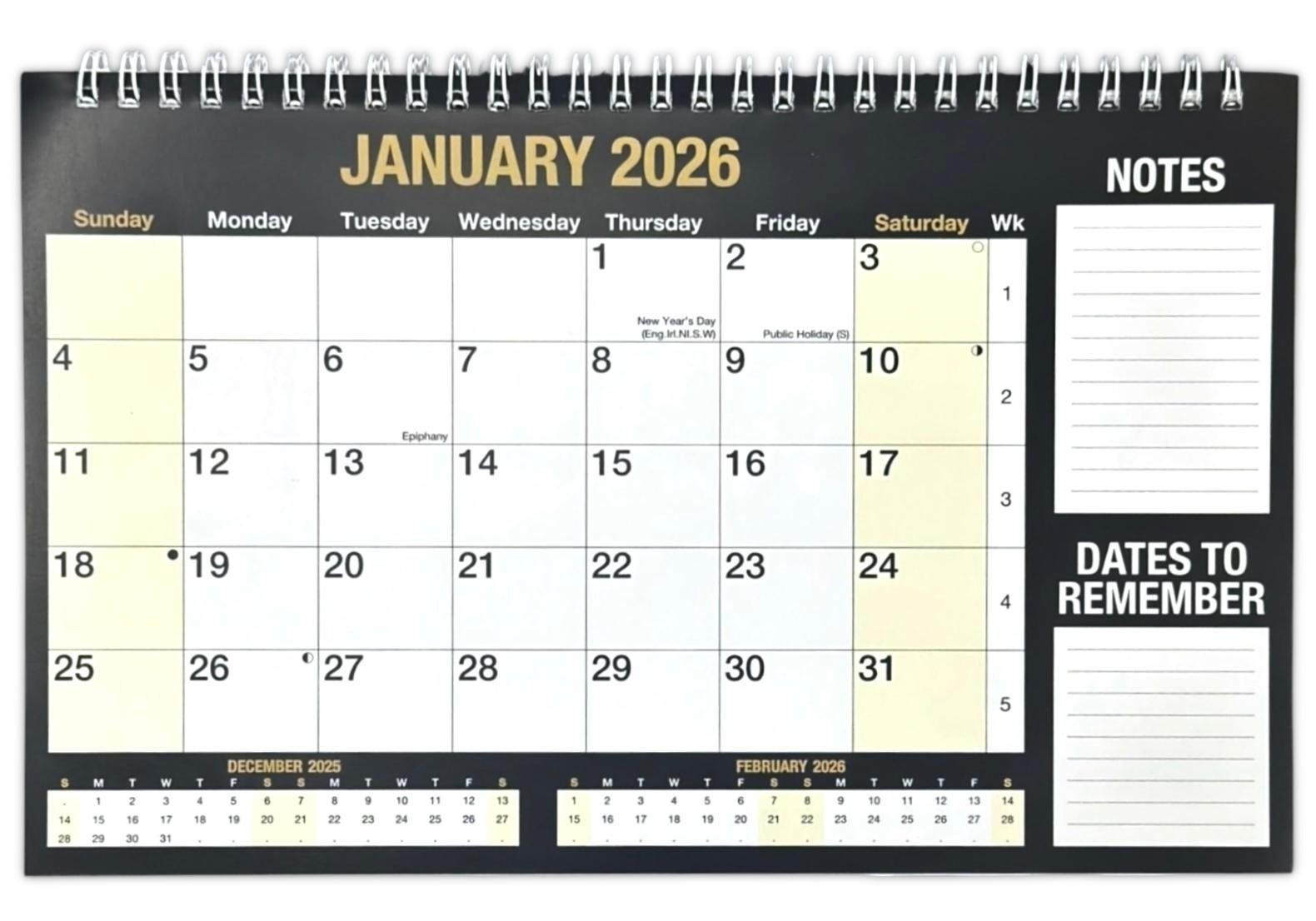2026 Month To View Stand Up Desk Home Office Top Calendar Full Year Planner