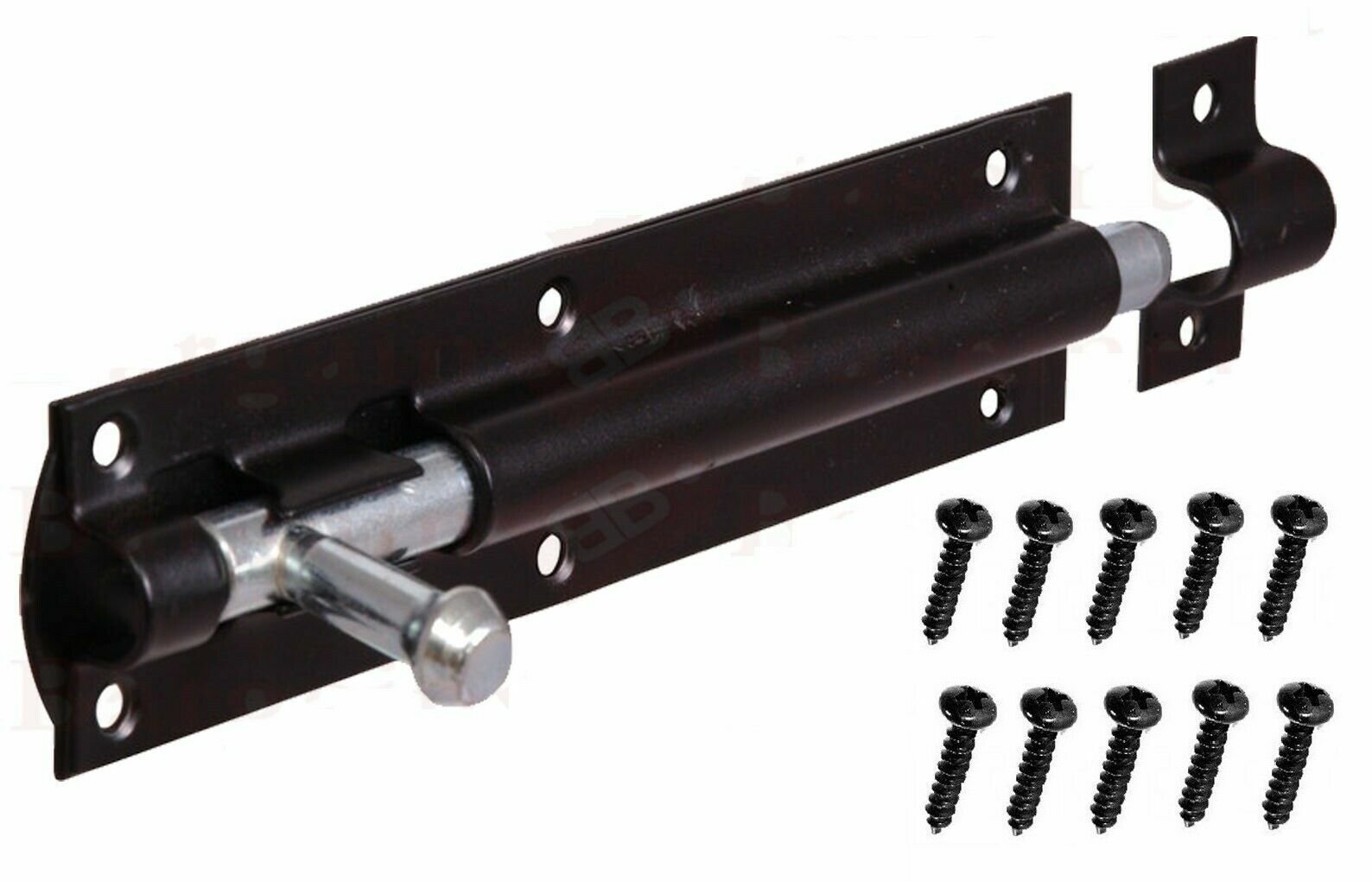 2x Heavy Duty Large Garden Gate Shed Sliding Door 8"Tower Bolt Black Latch Catch