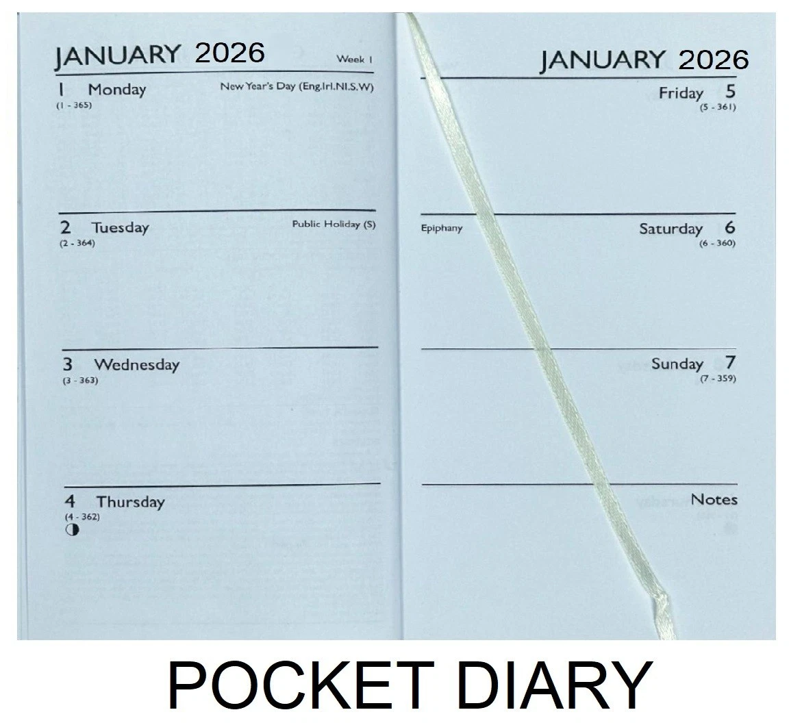 2026 DIARY POCKET SMALL / SLIM LINE METAL CORNER WEEK TO VIEW CUTE FASHION DIARY
