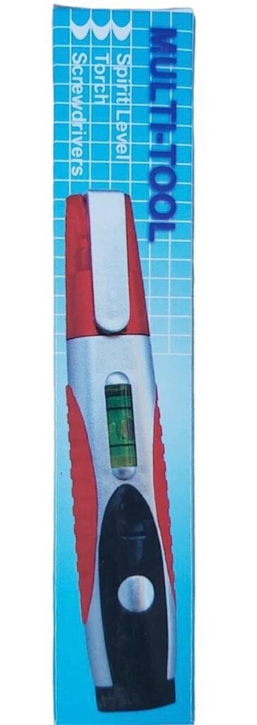 Mini Red Tool Screwdriver with LED Torch and Spirit Level - stocking filler Dad