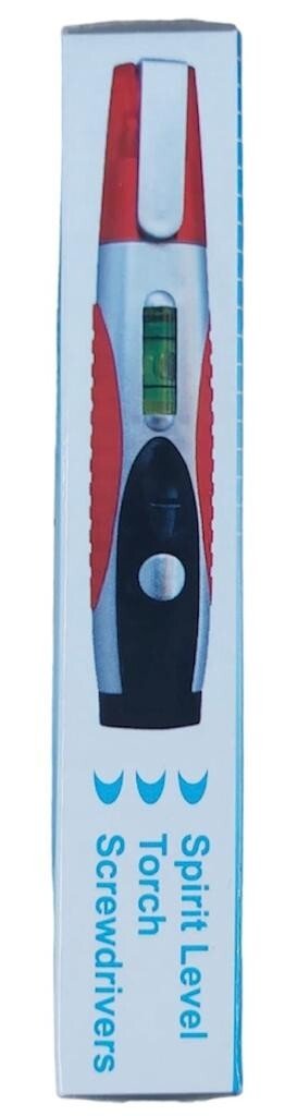 Mini Red Tool Screwdriver with LED Torch and Spirit Level - stocking filler Dad