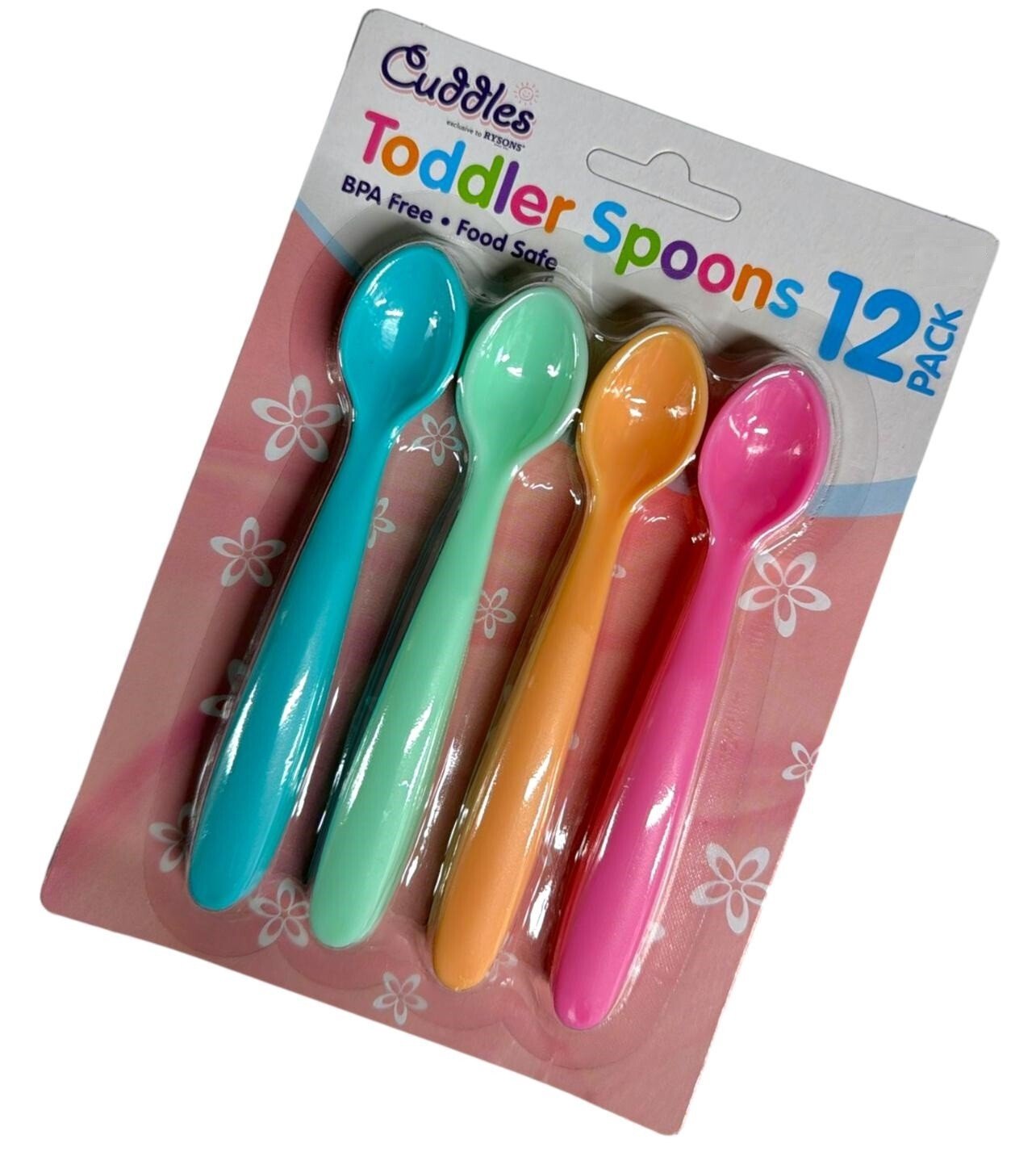 12 PACK BABY WEANING FEEDING SPOONS BPA FREE Plastic Long Handles Toddler Kids