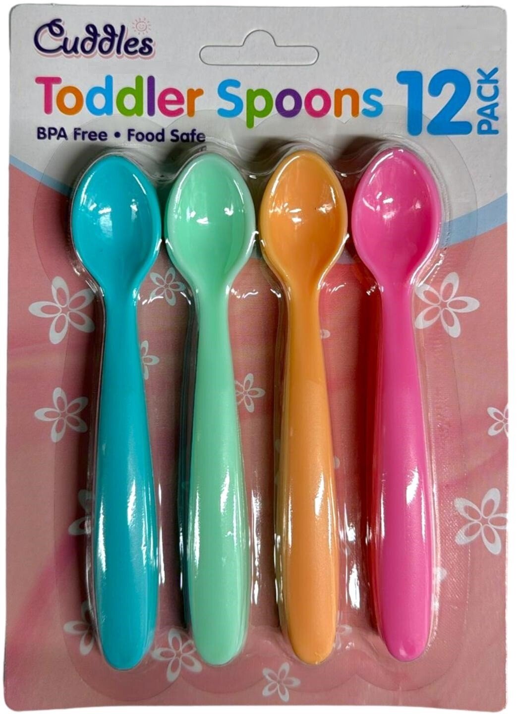 12 PACK BABY WEANING FEEDING SPOONS BPA FREE Plastic Long Handles Toddler Kids