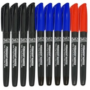 10 X Black Marker Pens Fine Chunky Bullet Point Tip Permanent Markers Quick Dry