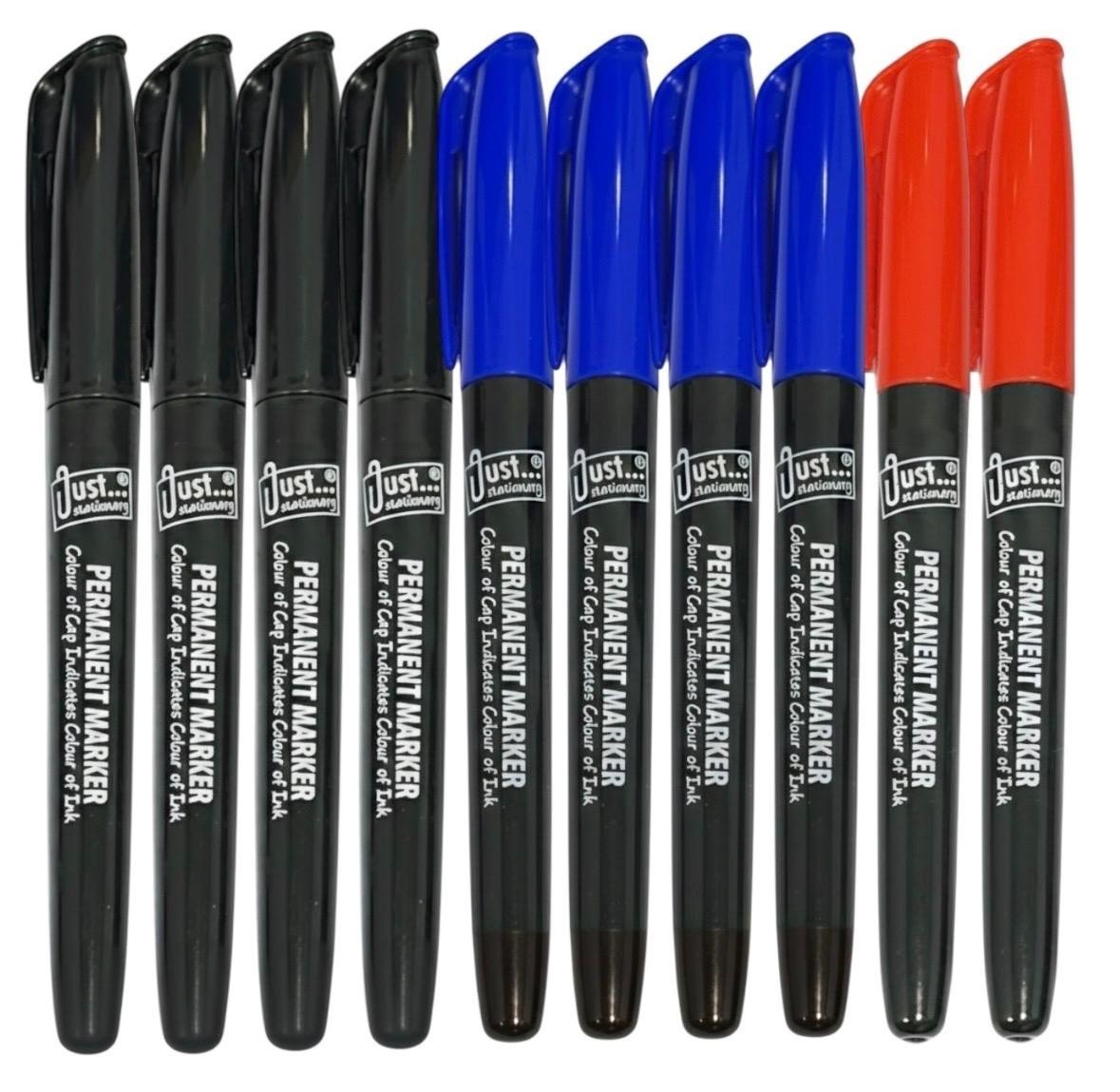 10 X Black Marker Pens Fine Chunky Bullet Point Tip Permanent Markers Quick Dry