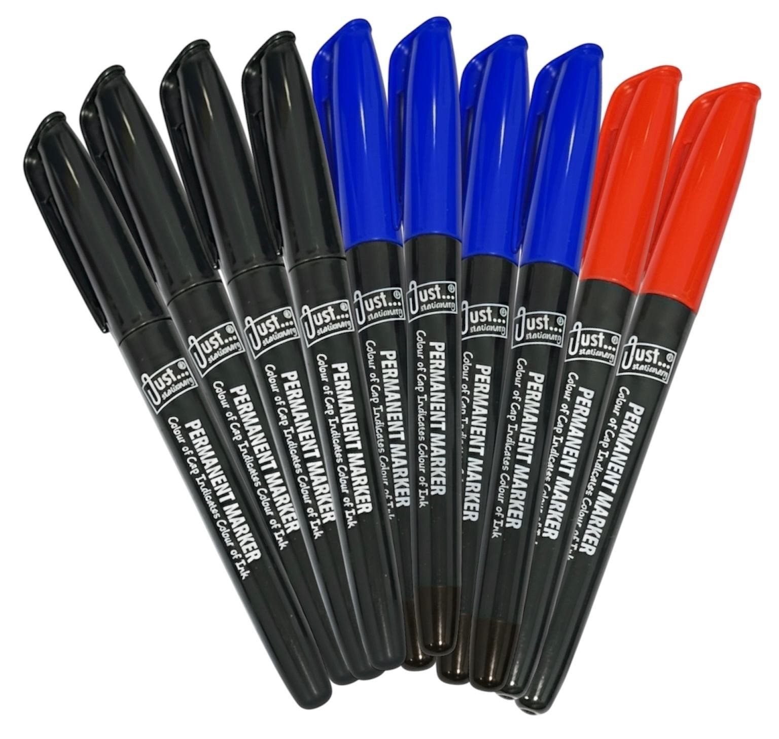 10 X Black Marker Pens Fine Chunky Bullet Point Tip Permanent Markers Quick Dry