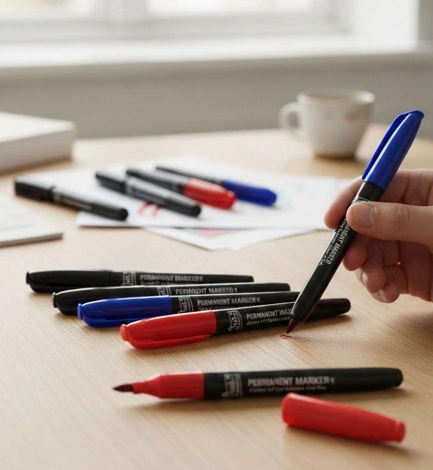 10 X Black Marker Pens Fine Chunky Bullet Point Tip Permanent Markers Quick Dry