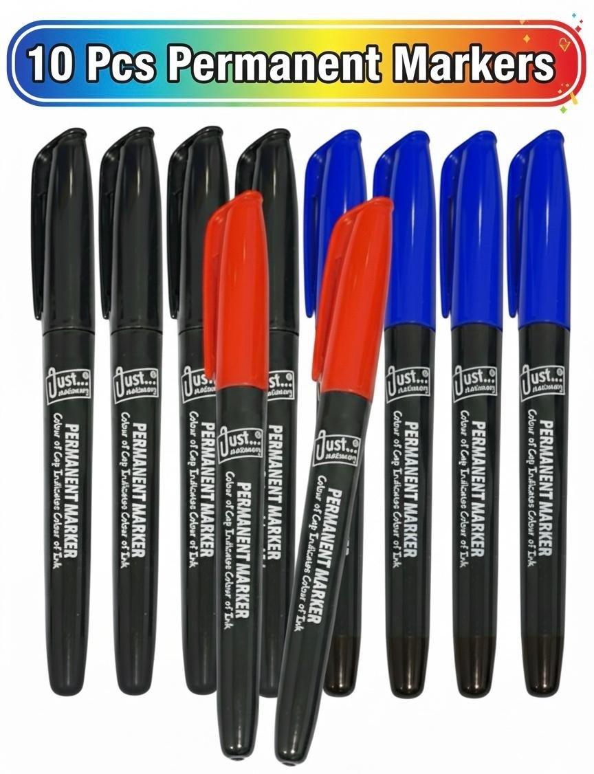 10 X Black Marker Pens Fine Chunky Bullet Point Tip Permanent Markers Quick Dry