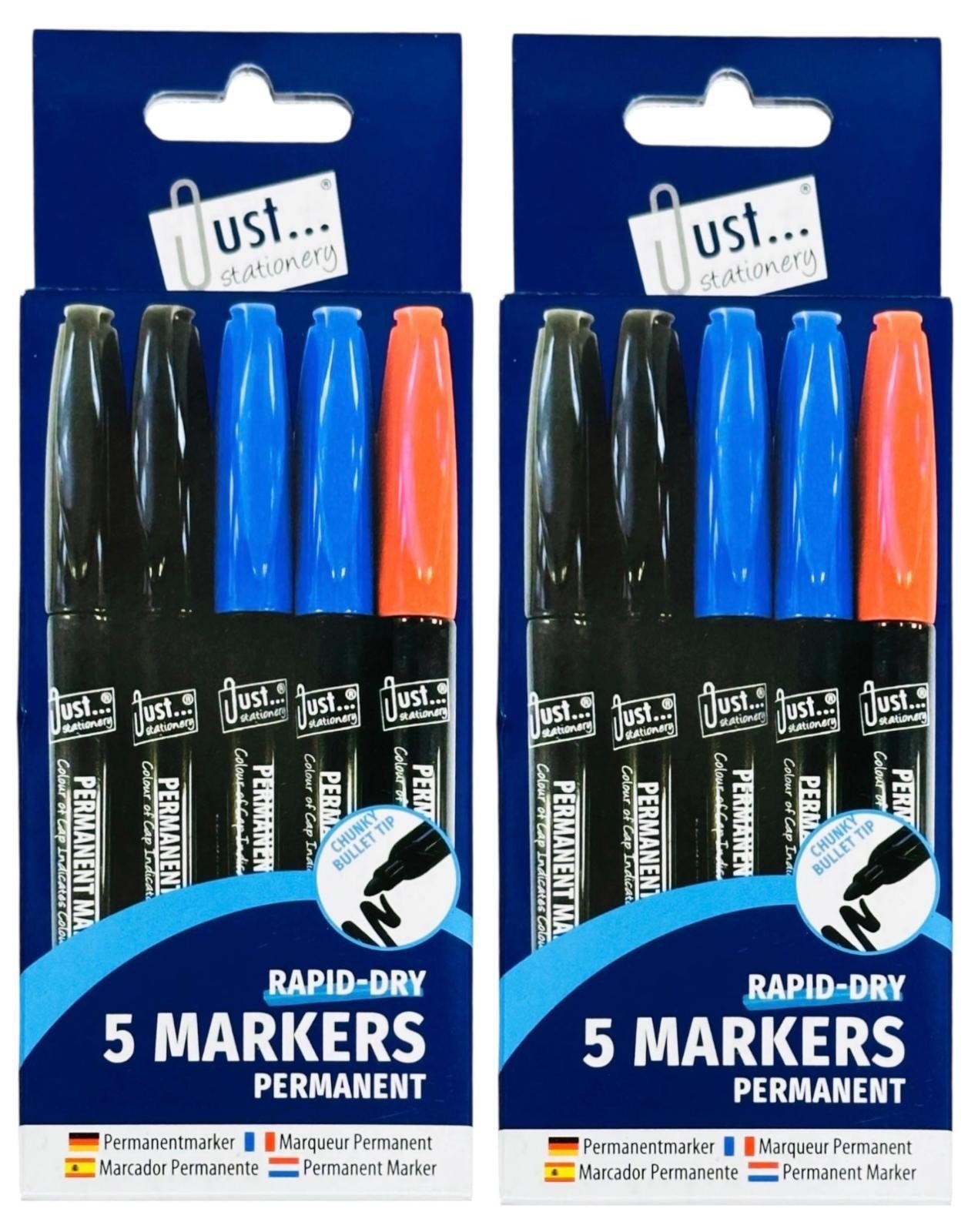10 X Black Marker Pens Fine Chunky Bullet Point Tip Permanent Markers Quick Dry