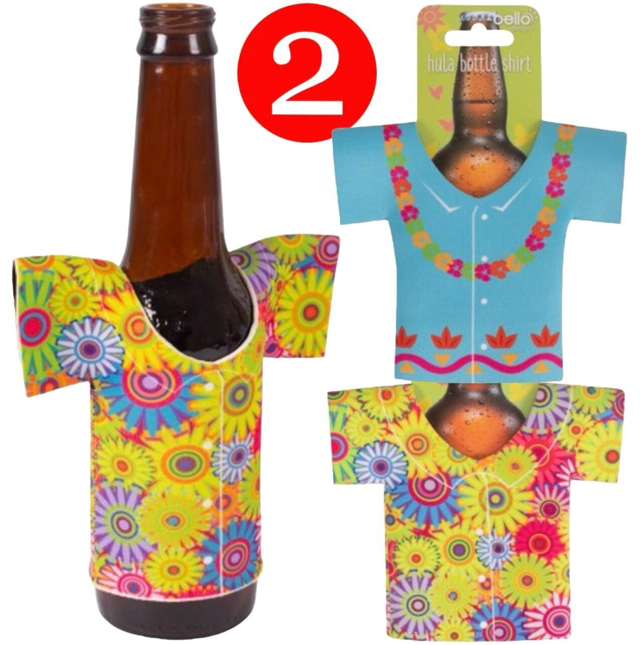 2 Pcs Summer Party Decorations Hawaiian Hula Beer Bottle Shirt Drinks Holder