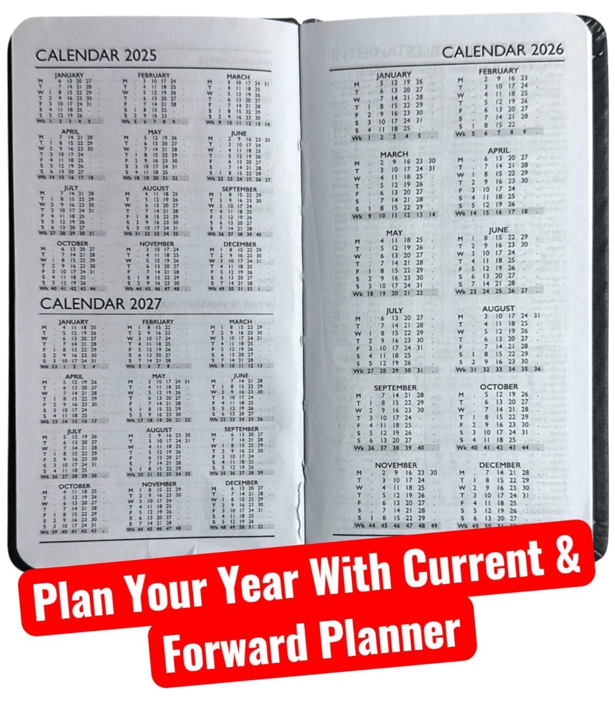 2026 diary A4/A5/A6 Page a Day/Week to View Diary Hardback Case bound Back Cover