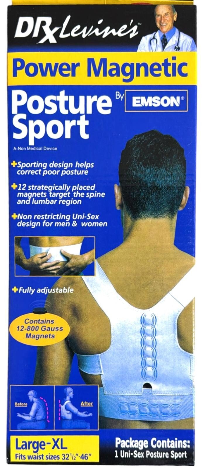 2 x Magnetic Posture Corrector Brace Belt Bad Back Lumbar Problem Proper Support