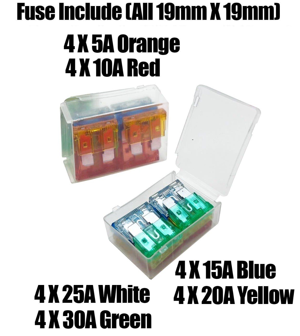 24 Standard Blade Fuses Car Auto Fuse Set Mixed Assorted with Puller Extractor