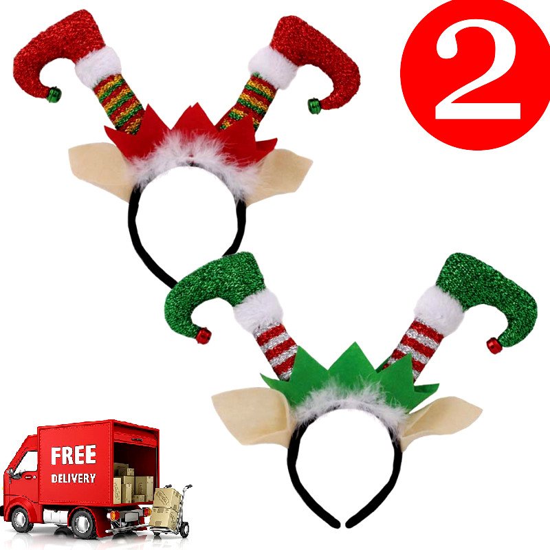 2pc CHRISTMAS ELF LEGS HEADBAND Metallic Santa Helper Xmas Fancy Dress T2778 UK