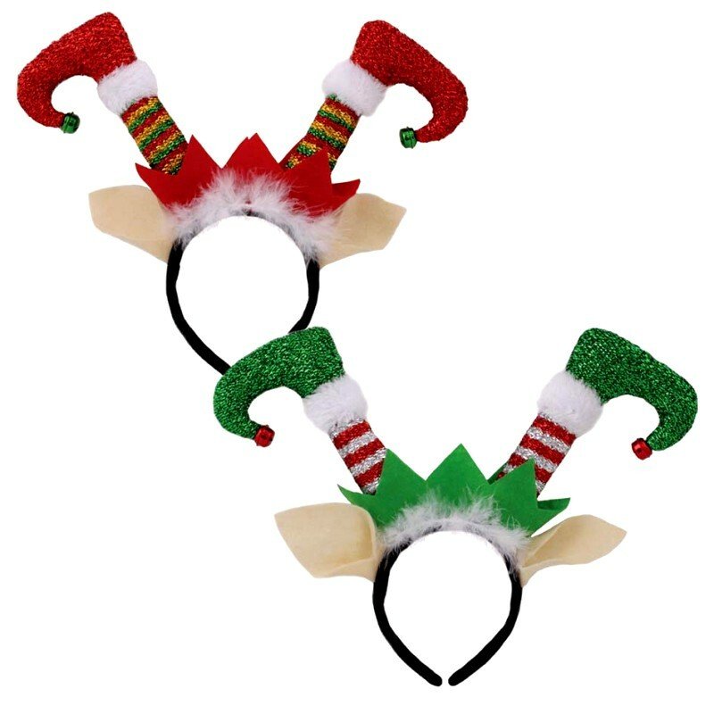 2pc CHRISTMAS ELF LEGS HEADBAND Metallic Santa Helper Xmas Fancy Dress T2778 UK