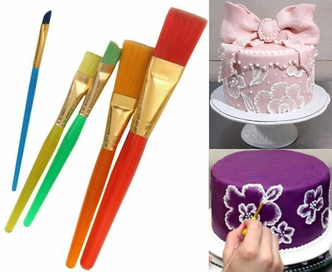 5Pcs Cake Icing Decorating Painting Brushes Fondant Dusting SugarCraft Clay Tool