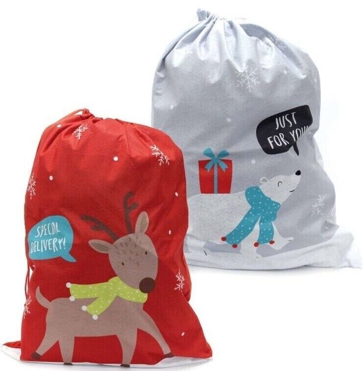 2 x Giant Santa Sacks Stocking Christmas Extra Large Xmas Gift Kids Present Bag