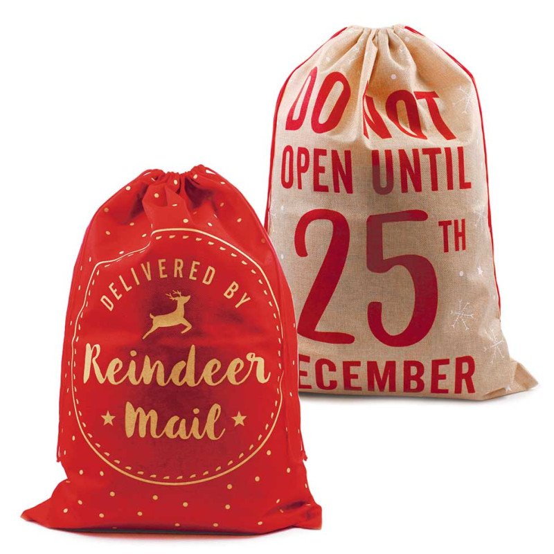 2 x Giant Santa Sacks Stocking Christmas Extra Large Xmas Gift Kids Present Bag