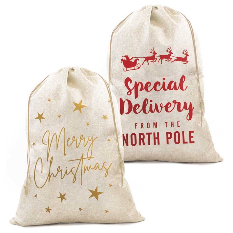 2 x Giant Santa Sacks Stocking Christmas Extra Large Xmas Gift Kids Present Bag