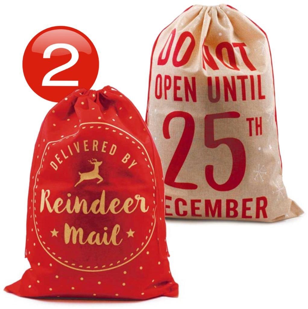 2 x Giant Santa Sacks Stocking Christmas Extra Large Xmas Gift Kids Present Bag