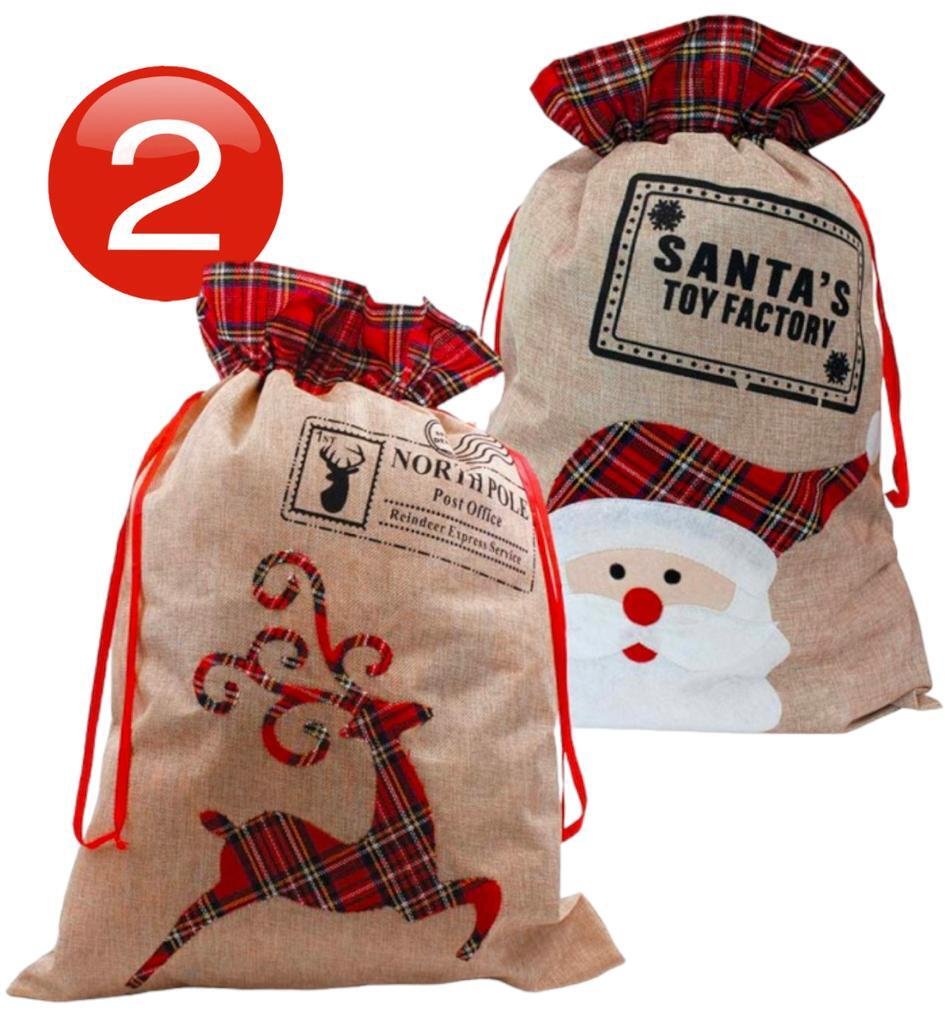 2 x Giant Santa Sacks Stocking Christmas Extra Large Xmas Gift Kids Present Bag