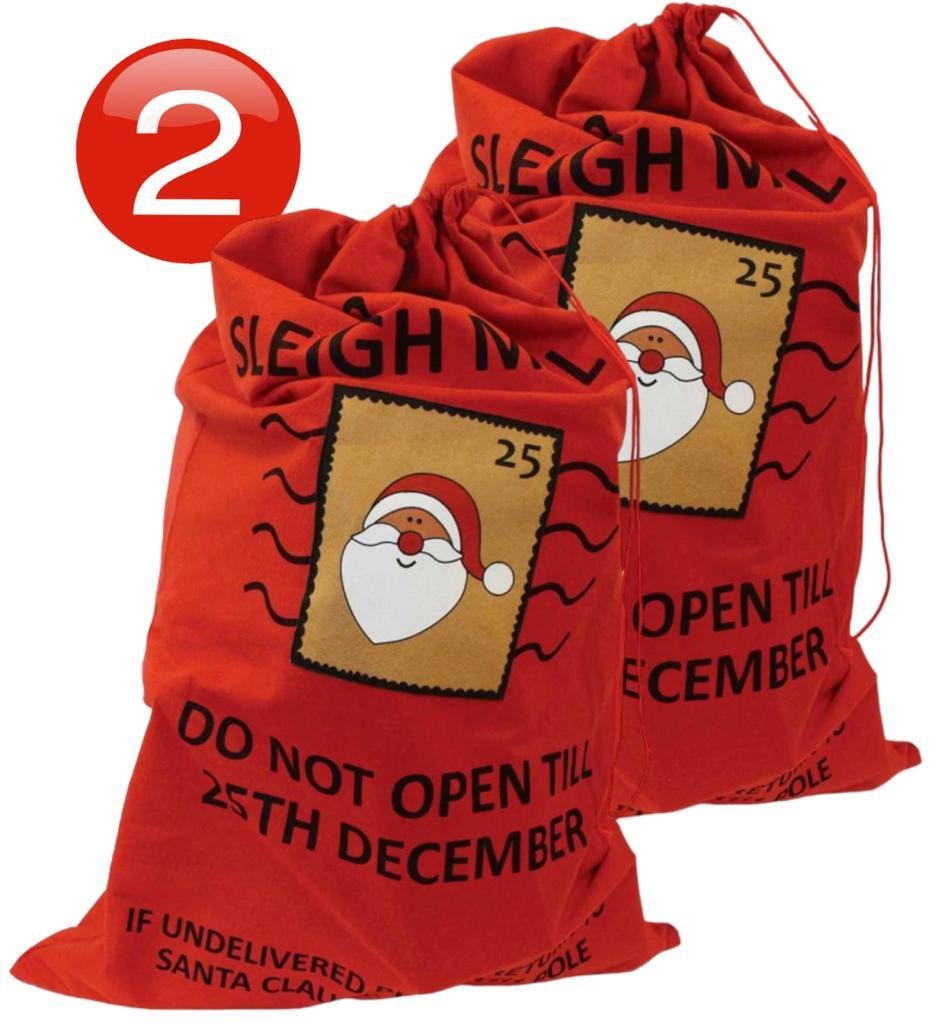 2 x Giant Santa Sacks Stocking Christmas Extra Large Xmas Gift Kids Present Bag