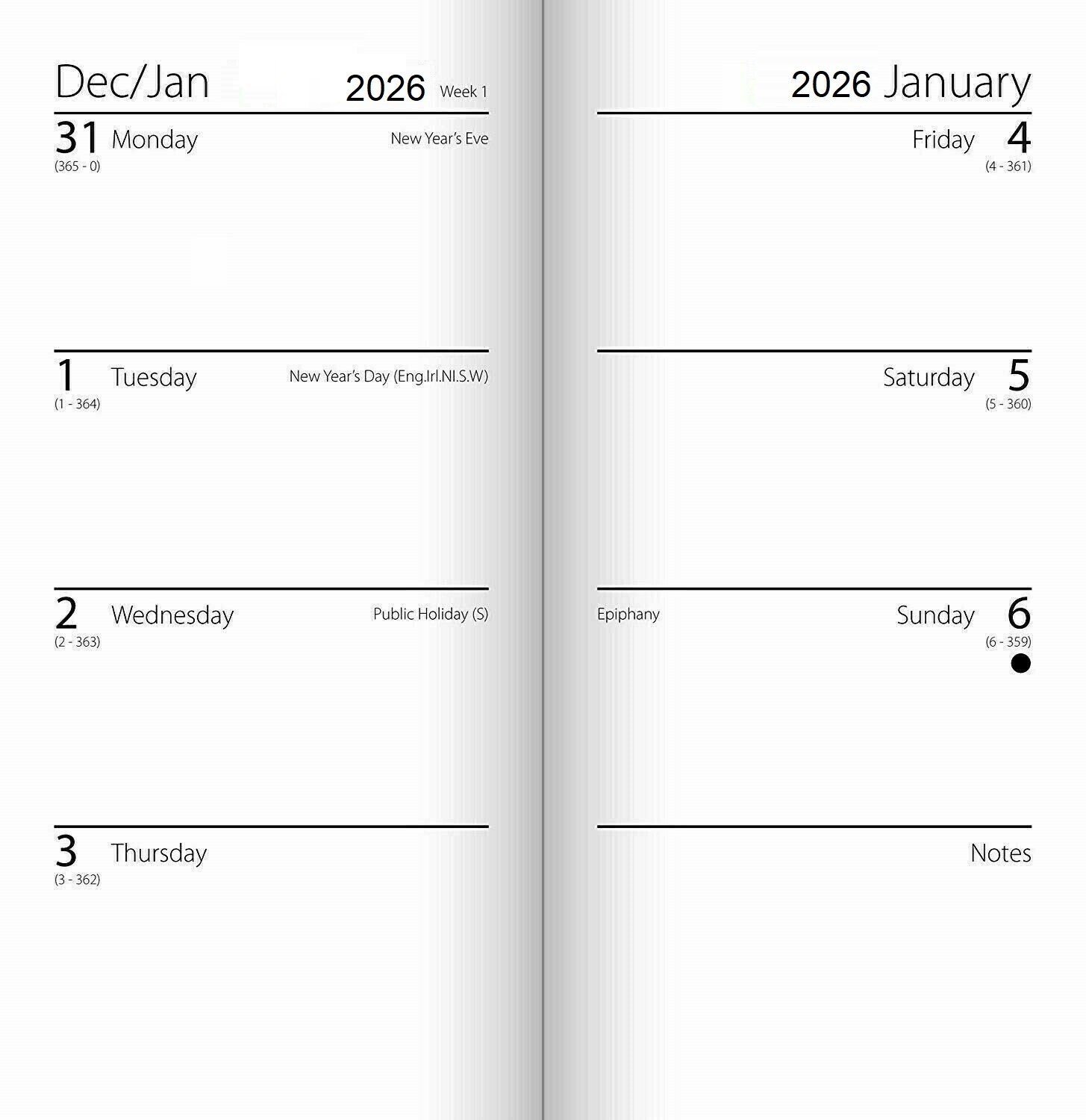 2026 Slim Diary Week To View Fully Recyclable Eco Full Year Calendar Organiser