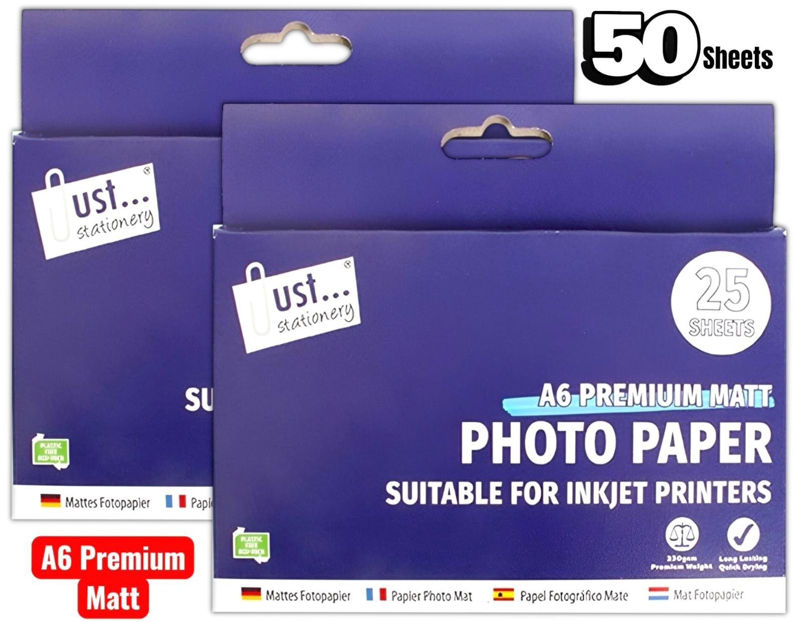 50 Sheets -6x4" Premium Matt Photo Paper Inkjet Printing High Quality 230GSM