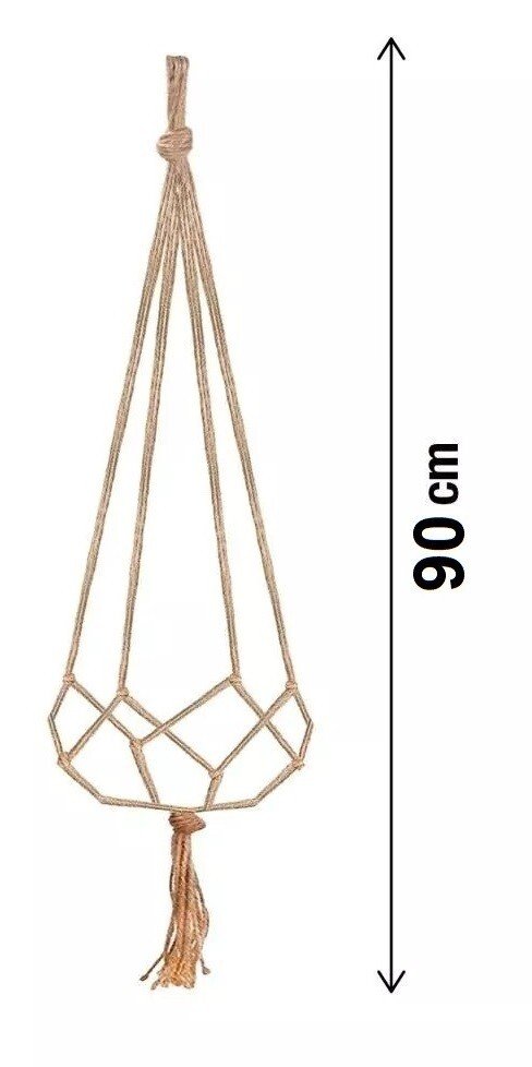 90CM MACRAME JUTE PLANT HANGER FLOWER POT HOLDER WALL ART GARDEN HANGING ROPE UK