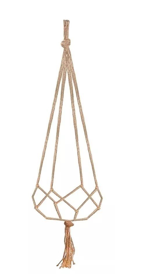 90CM MACRAME JUTE PLANT HANGER FLOWER POT HOLDER WALL ART GARDEN HANGING ROPE UK