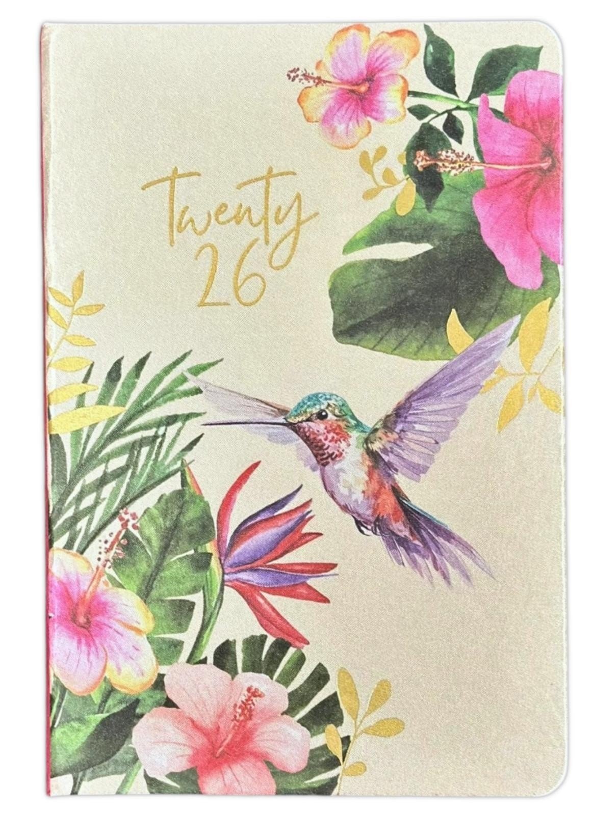 2026 A6 Day A Page index Planner Appointment Diary Floral Cover Diary Full Year
