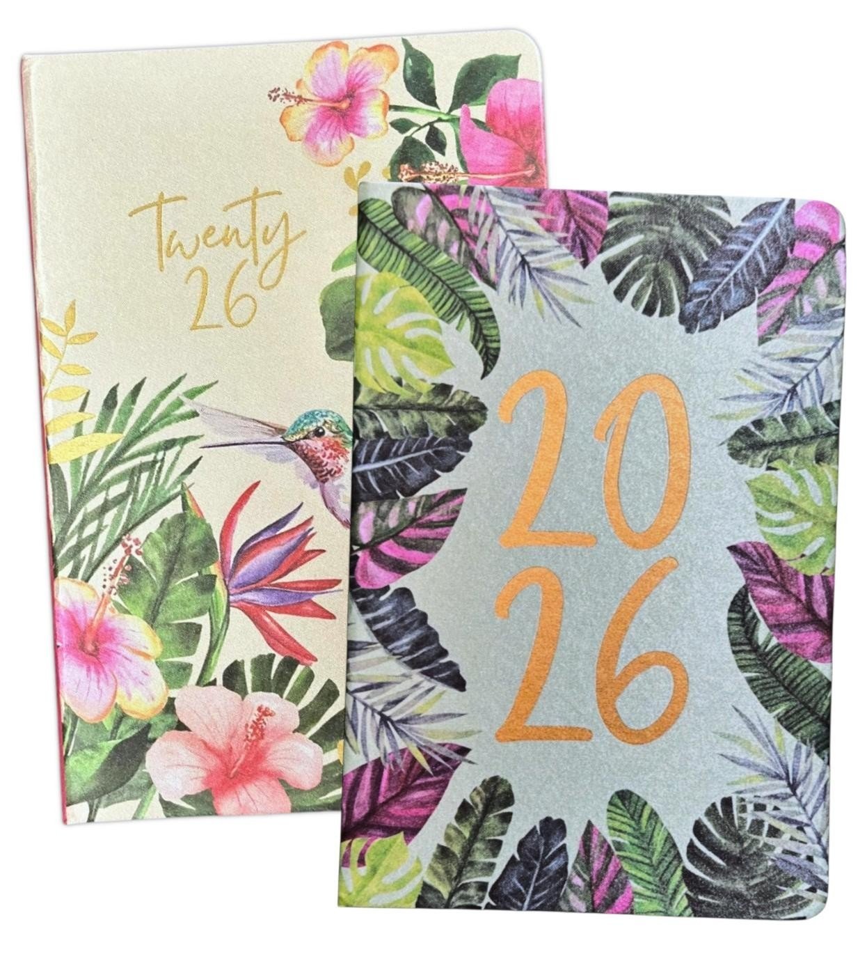 2026 A6 Day A Page index Planner Appointment Diary Floral Cover Diary Full Year