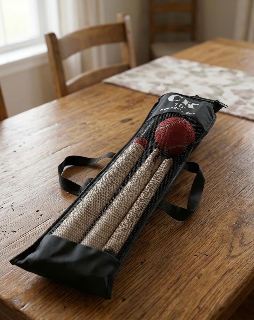 DELUXE 18" ROUNDERS WOODEN 6 PC SET BAT BALL IN MESH BAG SUMMER FUN WITH HANGTAG