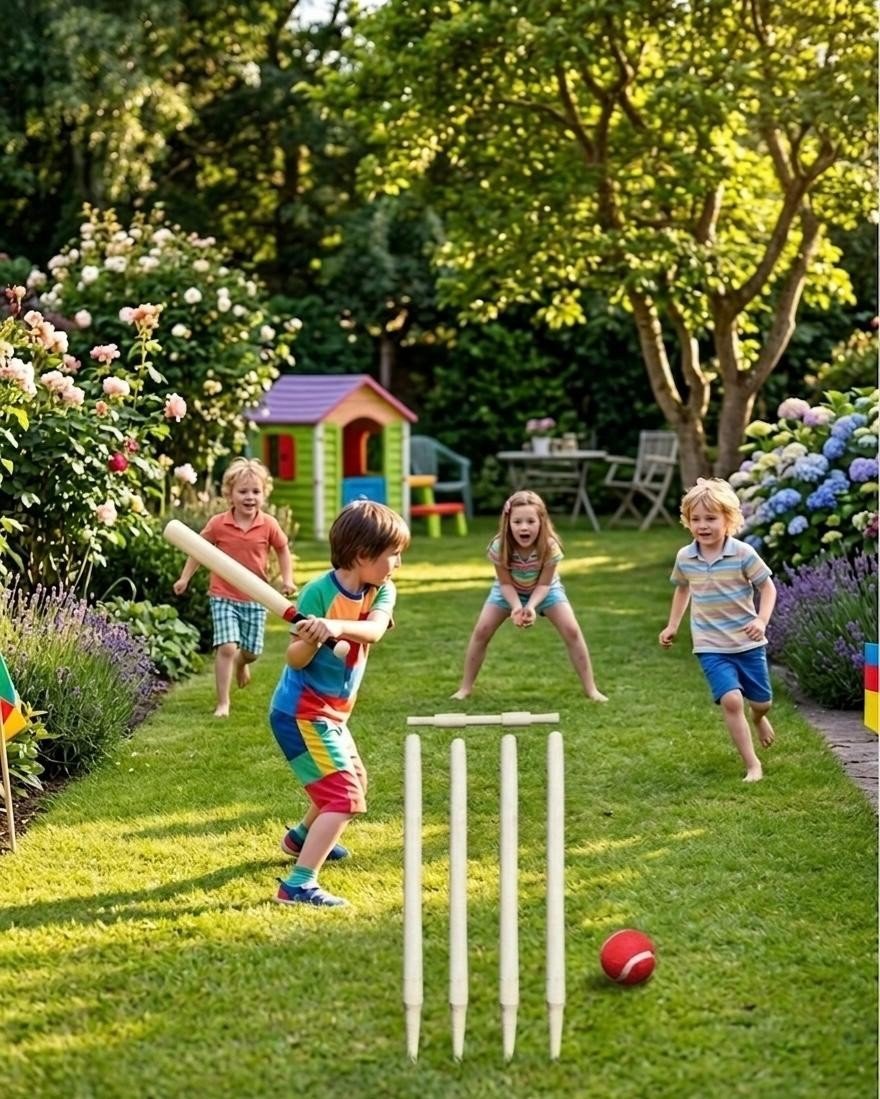 DELUXE 18" ROUNDERS WOODEN 6 PC SET BAT BALL IN MESH BAG SUMMER FUN WITH HANGTAG