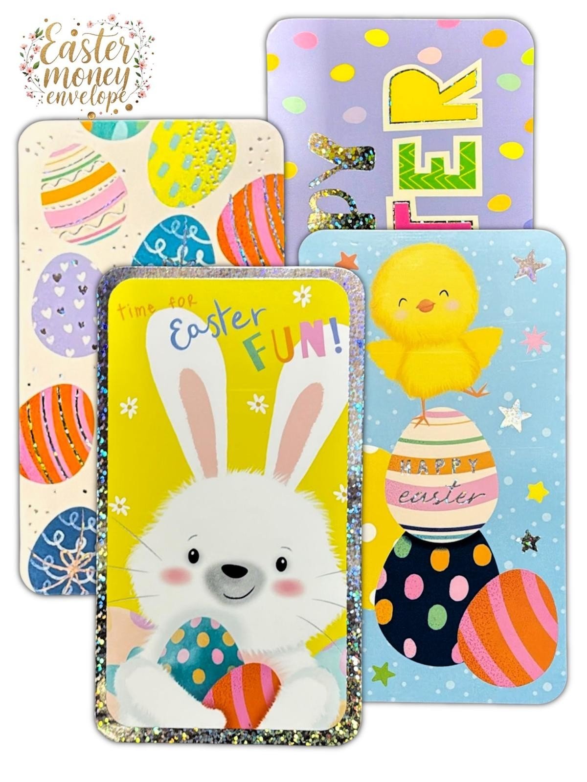4 Pcs Money Wallets Easter Cute Gift Voucher Card & Envelope Self Value Set