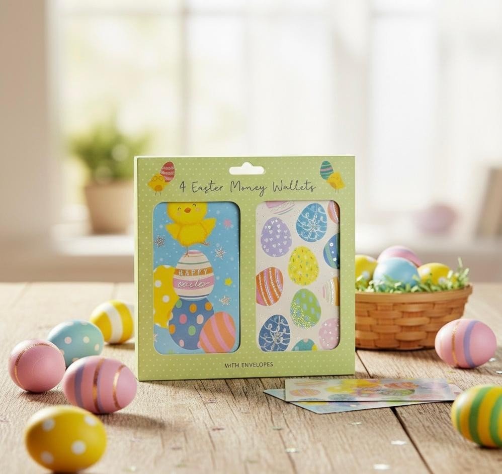 4 Pcs Money Wallets Easter Cute Gift Voucher Card & Envelope Self Value Set