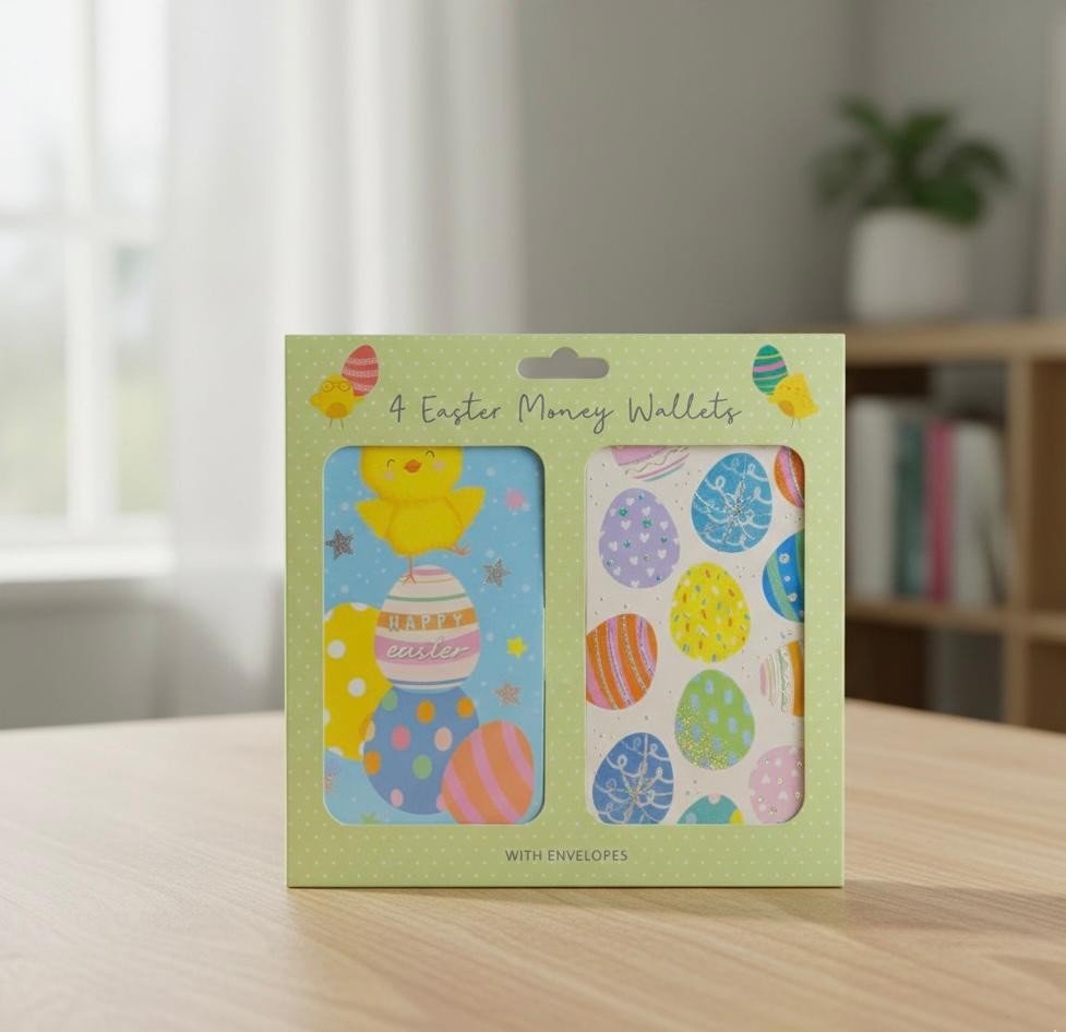 4 Pcs Money Wallets Easter Cute Gift Voucher Card & Envelope Self Value Set
